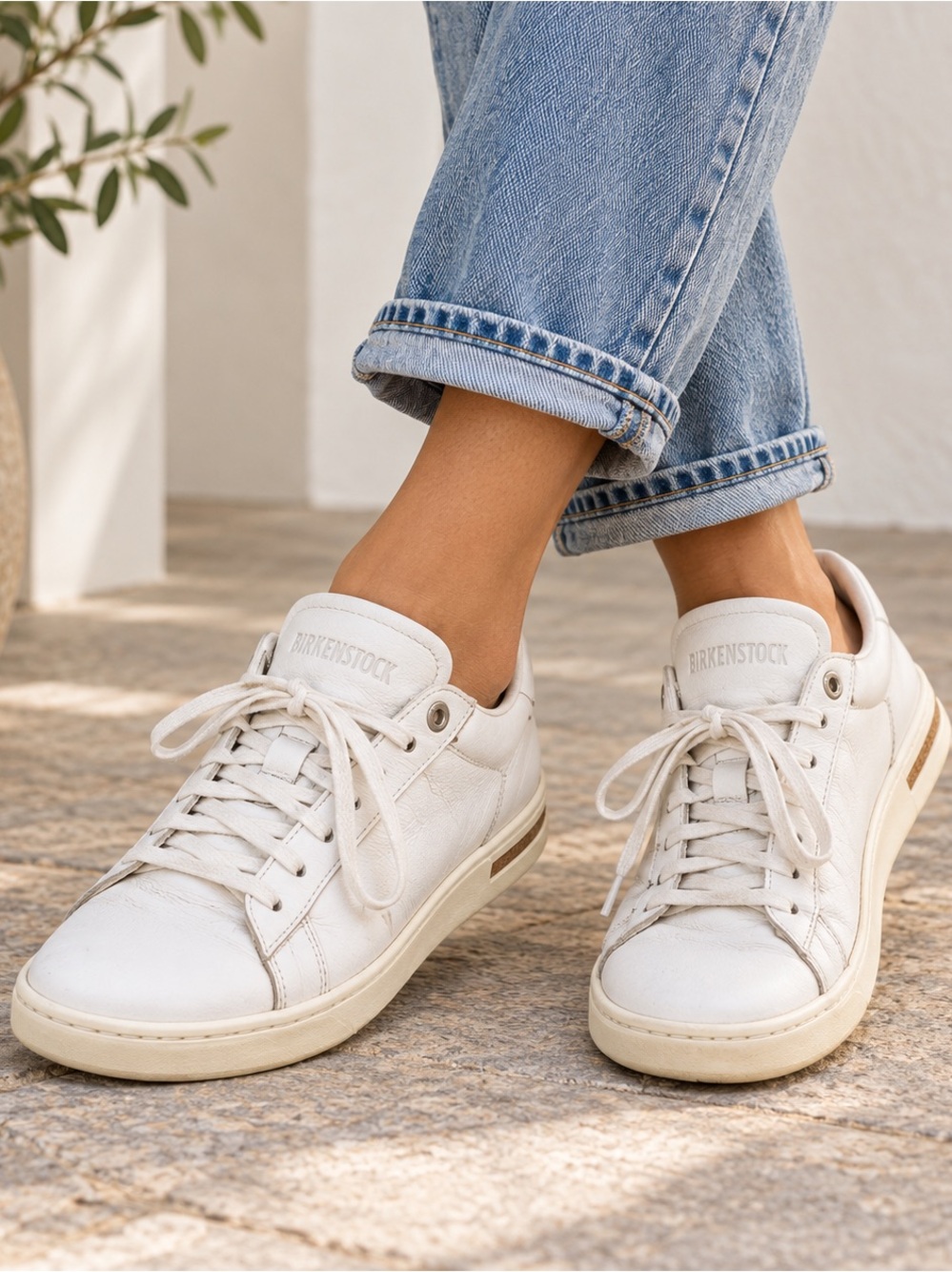 Birkenstock Bend Low White Leather Sneakers